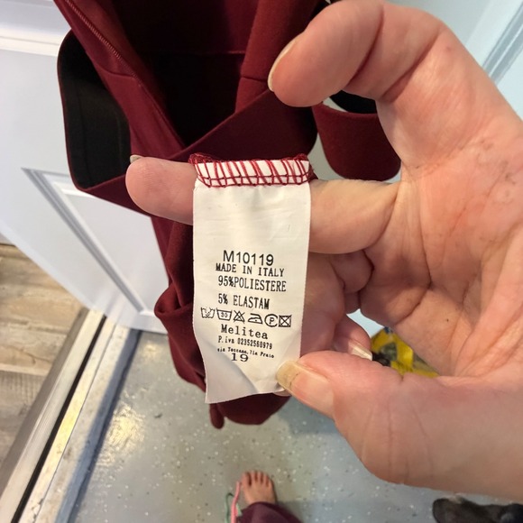 Melitea Women Short Sleeve Belted Midi Dress Burgundy Made in Italy Size 19 - Picture 5 of 6